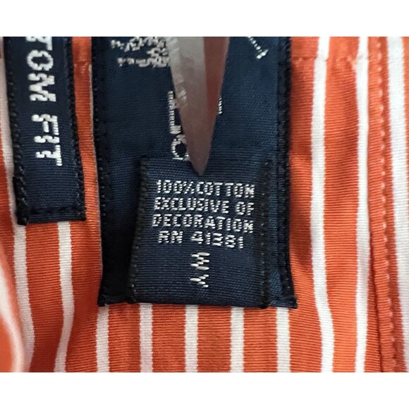 Vintage Ralph Lauren Button Shirt Mens XL Striped Orange White Custom Fit 80s - Picture 4 of 11